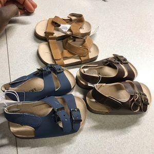 Sandals little boy 6-12 months Navy, Blue, Tan.